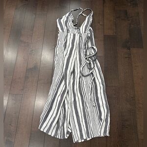 Dress Forum - Criss Cross Jumpsuit - Size Small - Black & White Striped